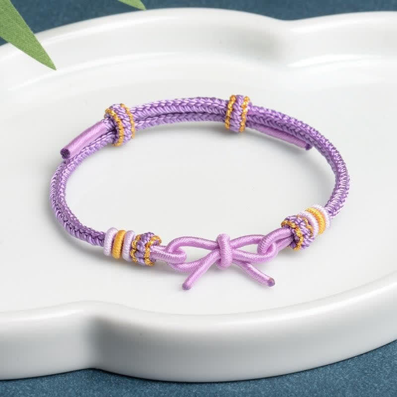 Buddha Stones Hand Woven Butterfly Luck Adjustable Braided Cord Bracelet - Plum - Red String(Protection♥Luck) - image 2