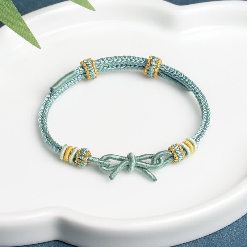 Buddha Stones Hand Woven Butterfly Luck Adjustable Braided Cord Bracelet - MediumAquamarine - Red String(Protection♥Luck) - image 3