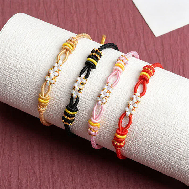 Buddha Stones Handmade Peach Blossom Knot Adjustable String Luck Bracelet - image 8