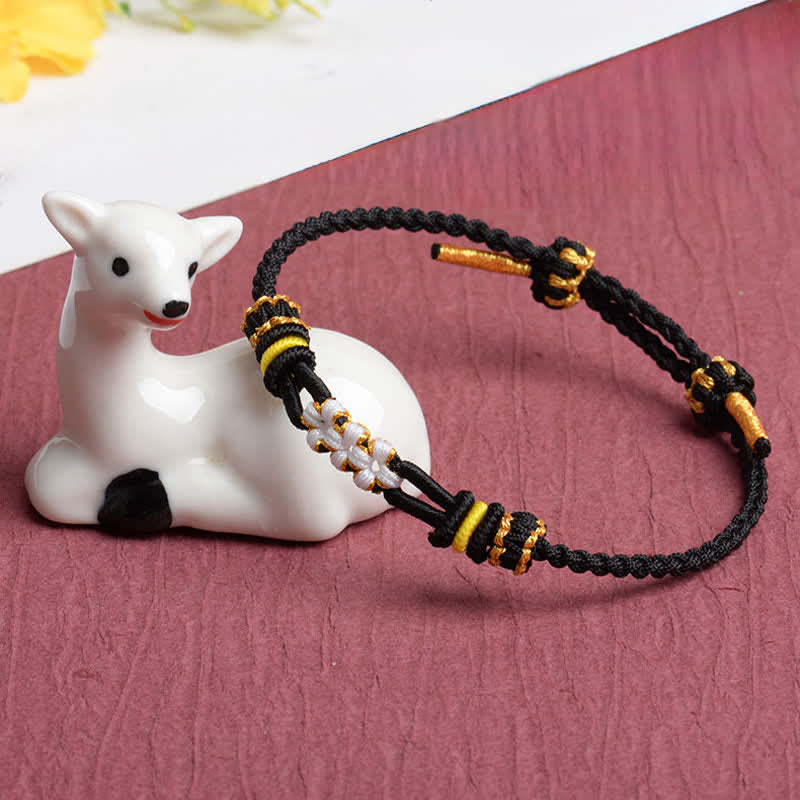 Buddha Stones Handmade Peach Blossom Knot Adjustable String Luck Bracelet - image 5