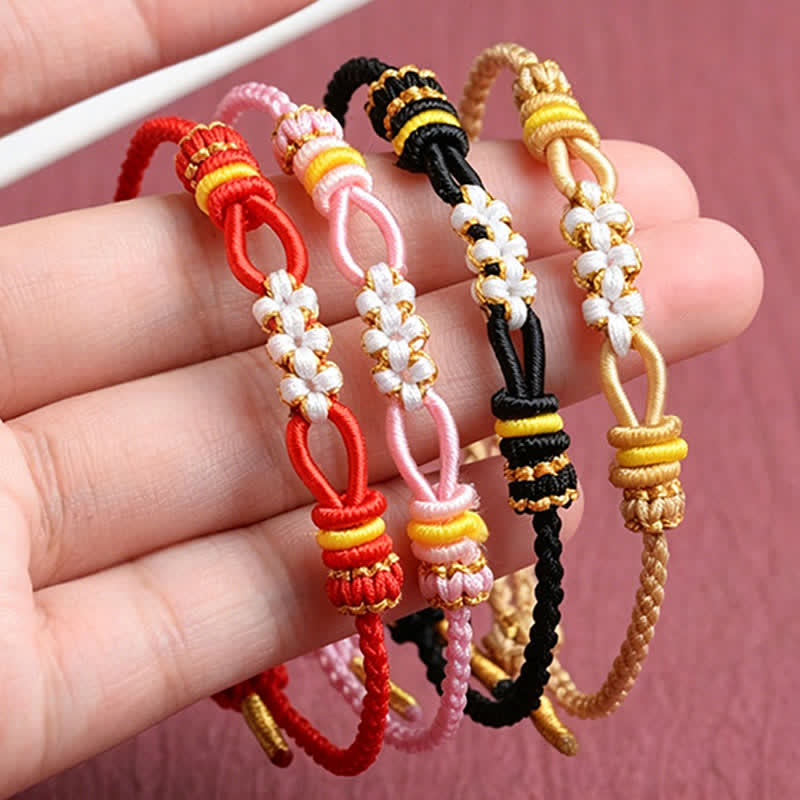 Buddha Stones Handmade Peach Blossom Knot Adjustable String Luck Bracelet - image 9