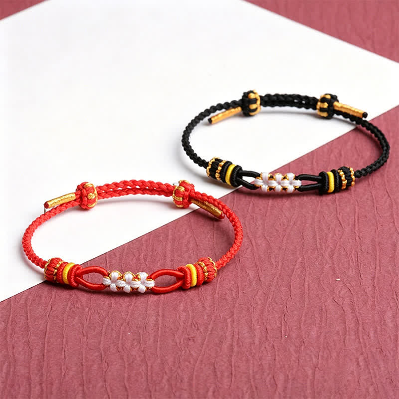 Buddha Stones Handmade Peach Blossom Knot Adjustable String Luck Bracelet - image 7