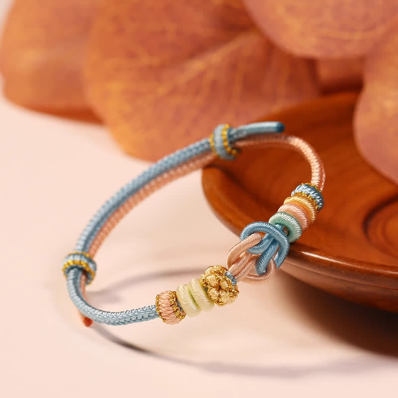 Buddha Stones Hand-Woven "Prosperous Universe" Knotting Prosperity Multicolor Cord Bracelet - LightSkyBlue - Red String(Protection♥Luck) - image 2