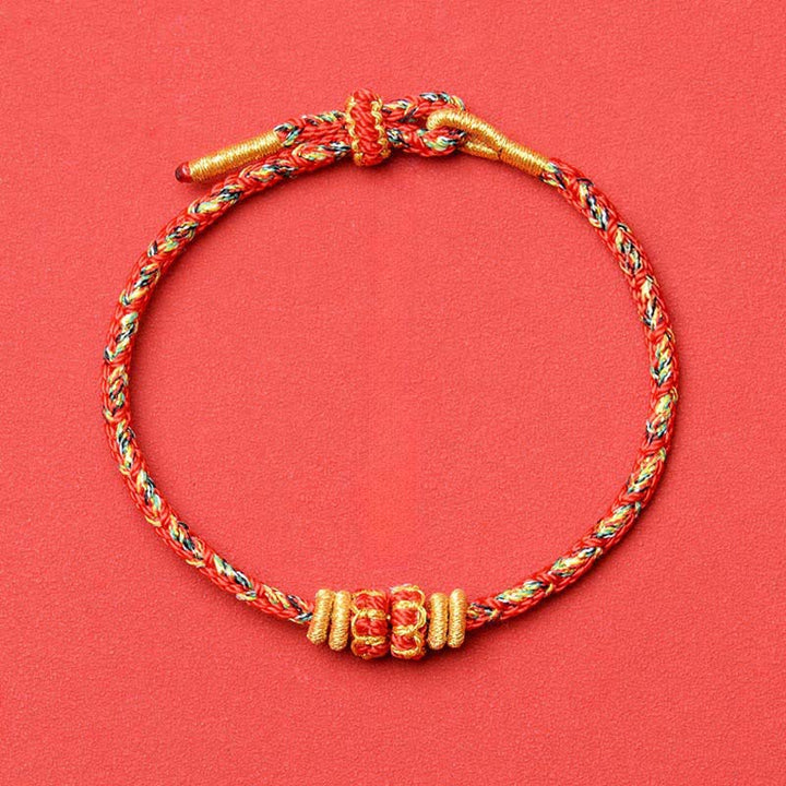 Buddha Stones Hand-Woven Red String Koi Fish Flower Protection Bracelet - Red - No Accessory - image 4