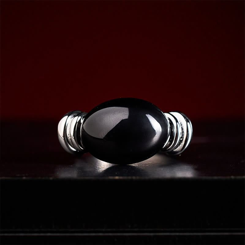 Buddha Stones Oval Pattern Hematite Support Adjustable Ring - image 4
