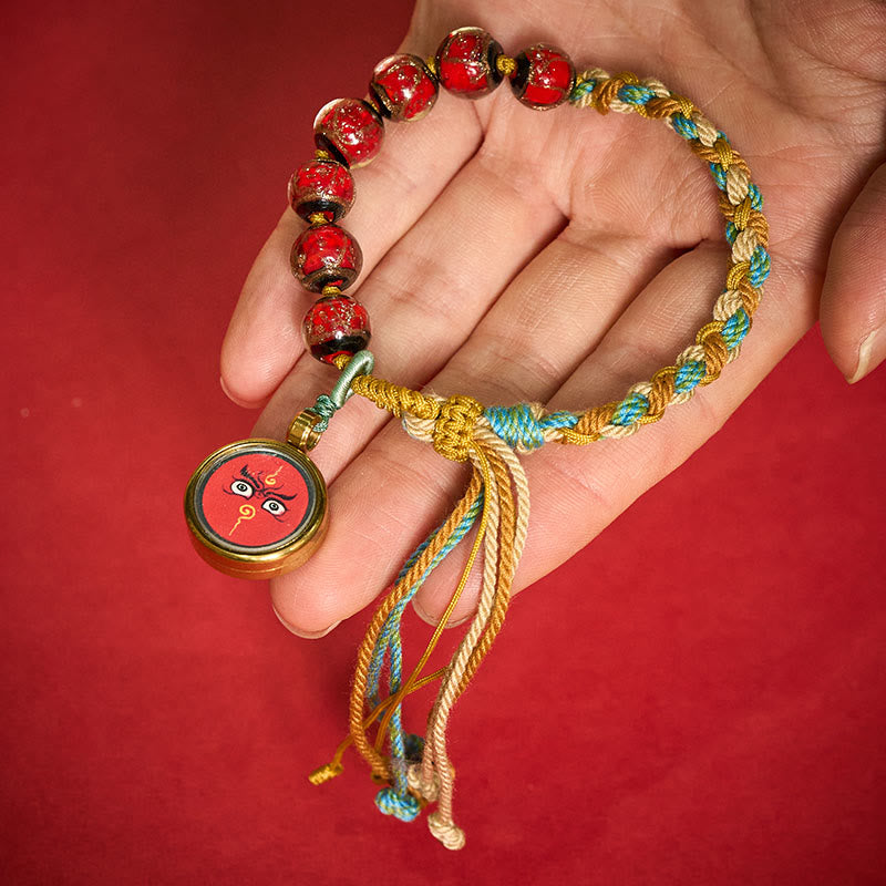 Buddha Stones Tibetan Liuli Glass Bead Five Directions Gods Of Wealth Buddha Eye Blessing String Bracelet - image 10