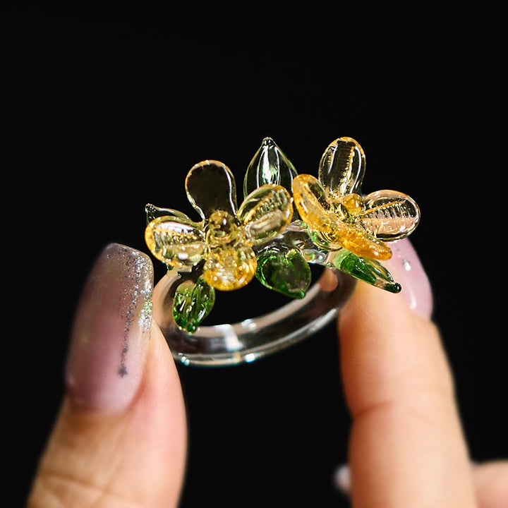 Buddha Stones Liuli Osmanthus Flower Wisdom Ring - image 4