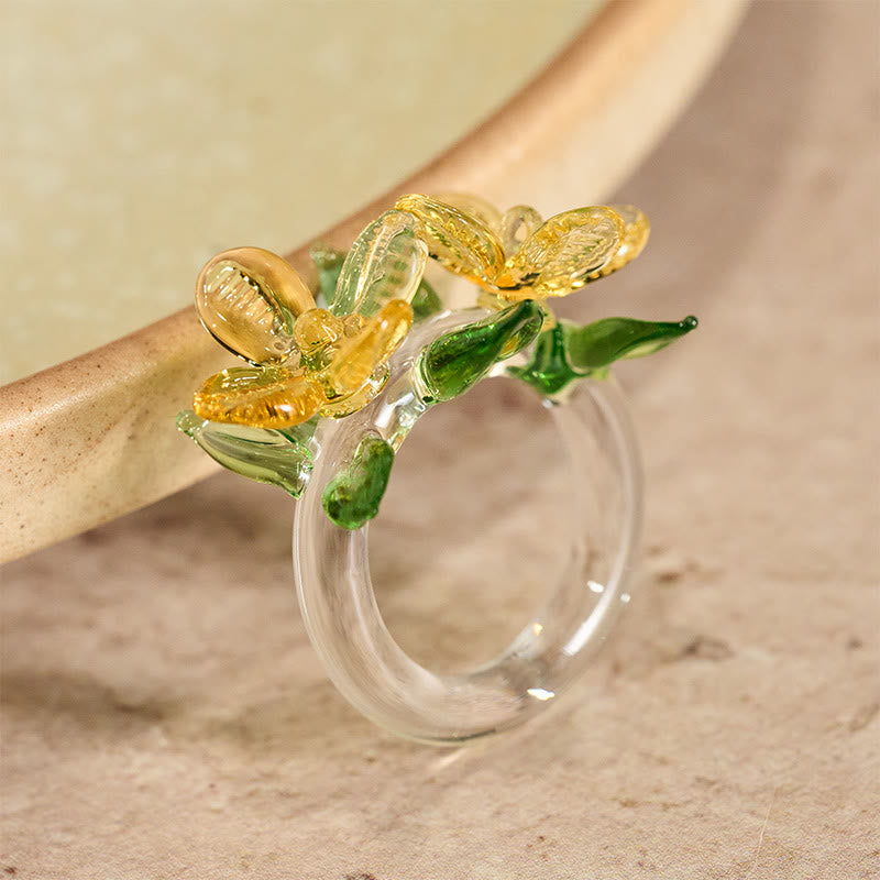 Buddha Stones Liuli Osmanthus Flower Wisdom Ring - image 7