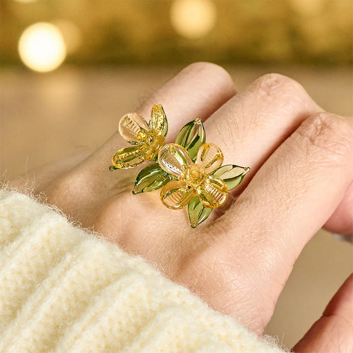 Buddha Stones Liuli Osmanthus Flower Wisdom Ring - image 8