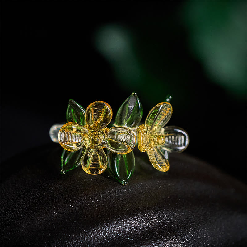 Buddha Stones Liuli Osmanthus Flower Wisdom Ring - image 3