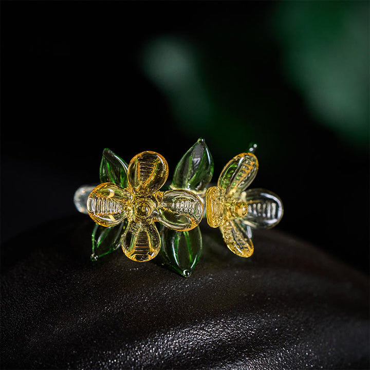 Buddha Stones Liuli Osmanthus Flower Wisdom Ring - image 3