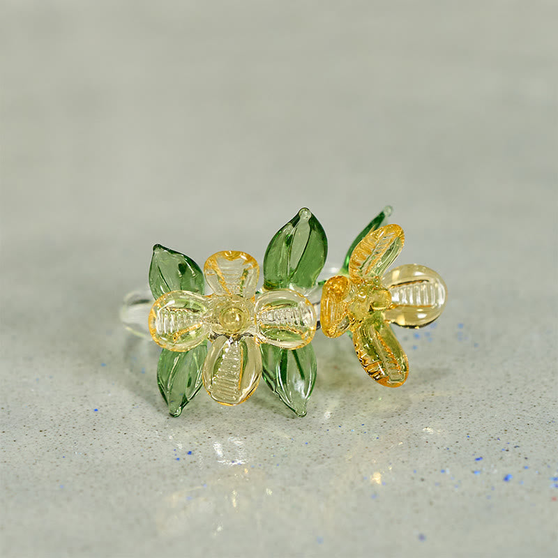 Buddha Stones Liuli Osmanthus Flower Wisdom Ring - image 6