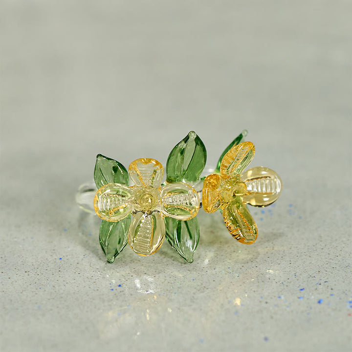 Buddha Stones Liuli Osmanthus Flower Wisdom Ring - image 6