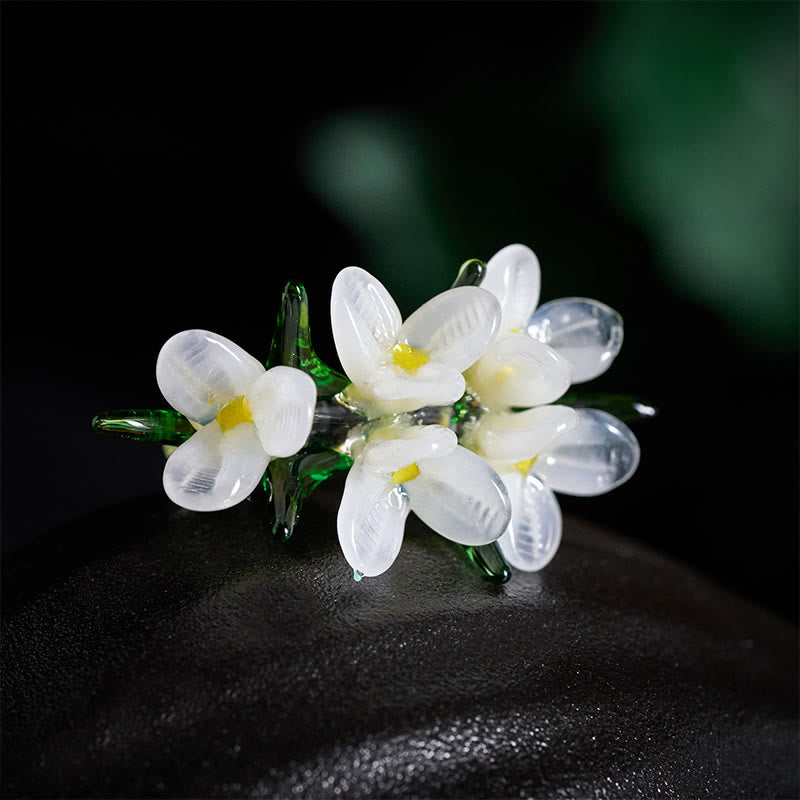 Buddha Stones Liuli Pear Blossom Flower Wisdom Ring - image 2