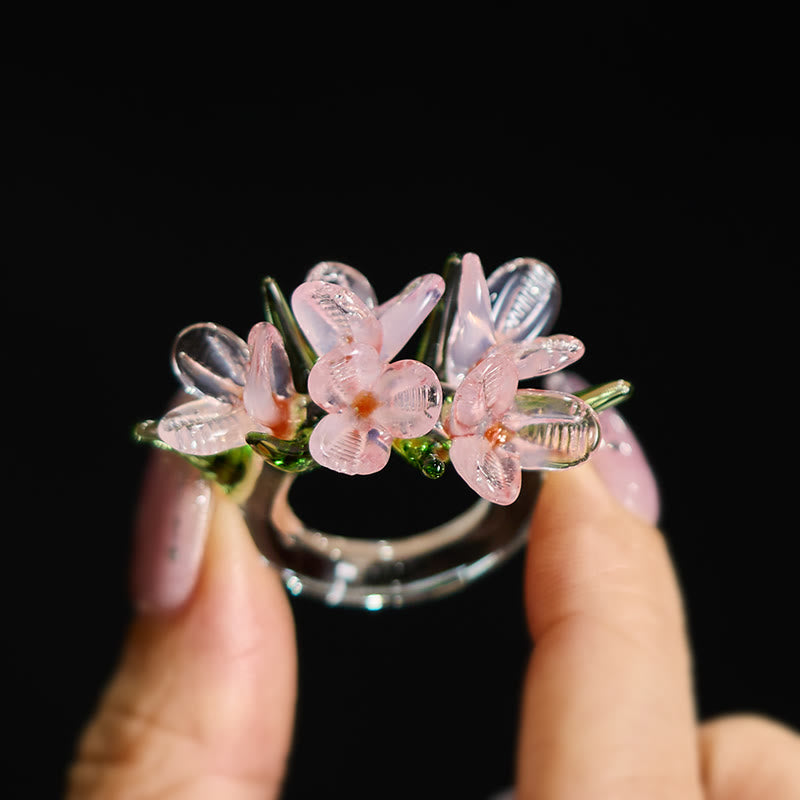 Buddha Stones Liuli Pear Blossom Flower Wisdom Ring - image 13
