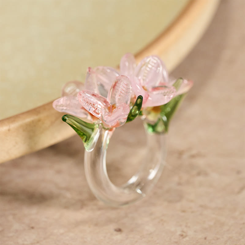 Buddha Stones Liuli Pear Blossom Flower Wisdom Ring - image 9