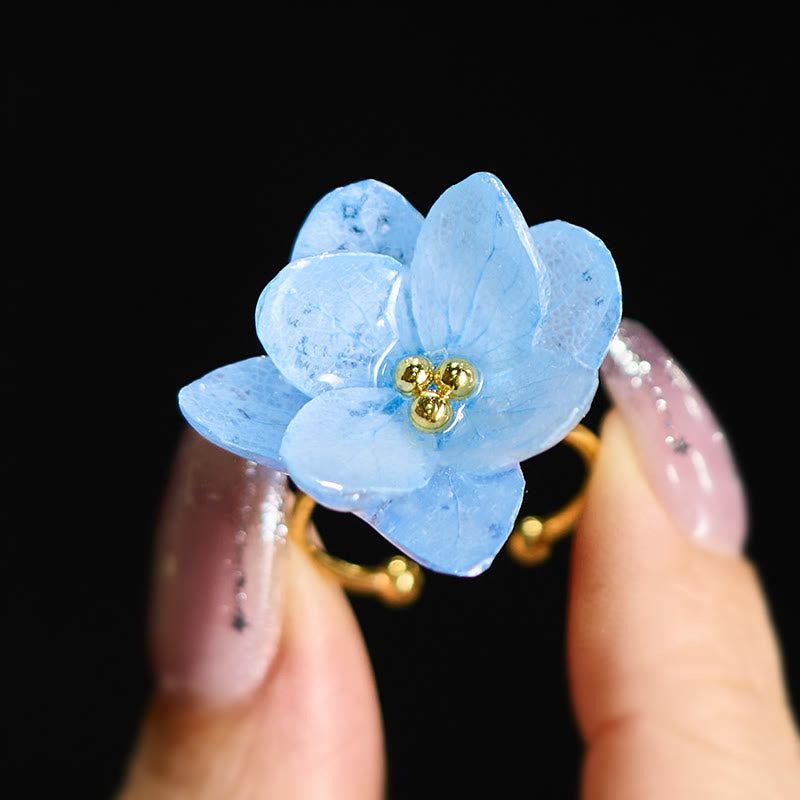Buddha Stones Liuli Hydrangea Flower Wisdom Ring - image 1