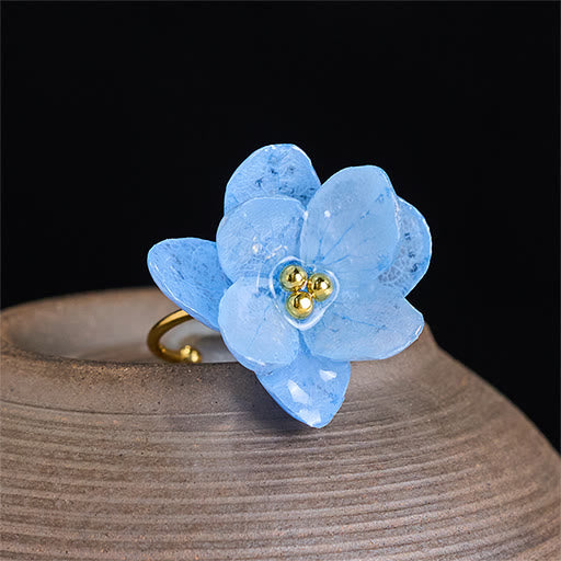 Buddha Stones Liuli Hydrangea Flower Wisdom Ring - image 2