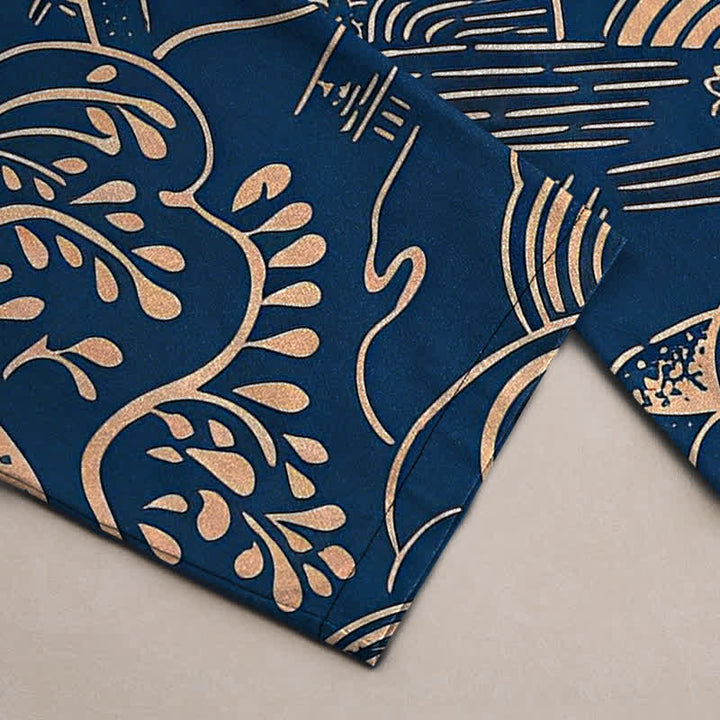 Buddha Stones Cotton Oriental Landscape Pattern Men's Tapered Pants With Pockets - image 10