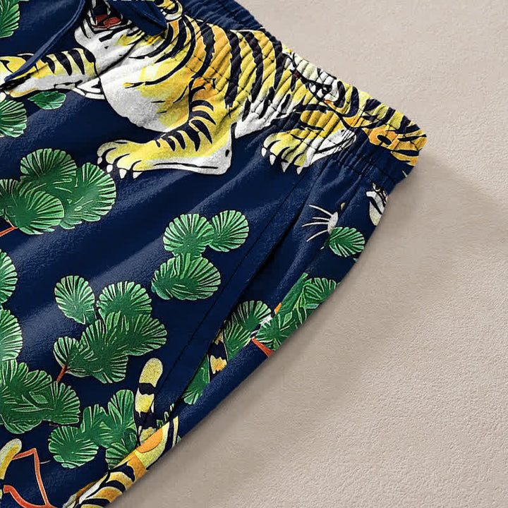 Buddha Stones Cotton Tiger Jungle Pattern Men's Tapered Pants With Pockets - image 7