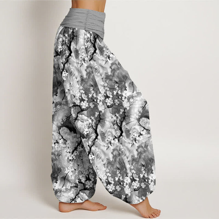 Buddha Stones Pure Cotton Watercolor Floral Pattern Women's Elastic Waist Harem Pants - image 10