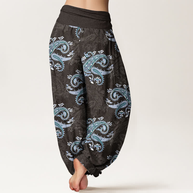 Buddha Stones Pure Cotton Elegant Paisley Pattern Women's Elastic Waist Harem Pants - image 9