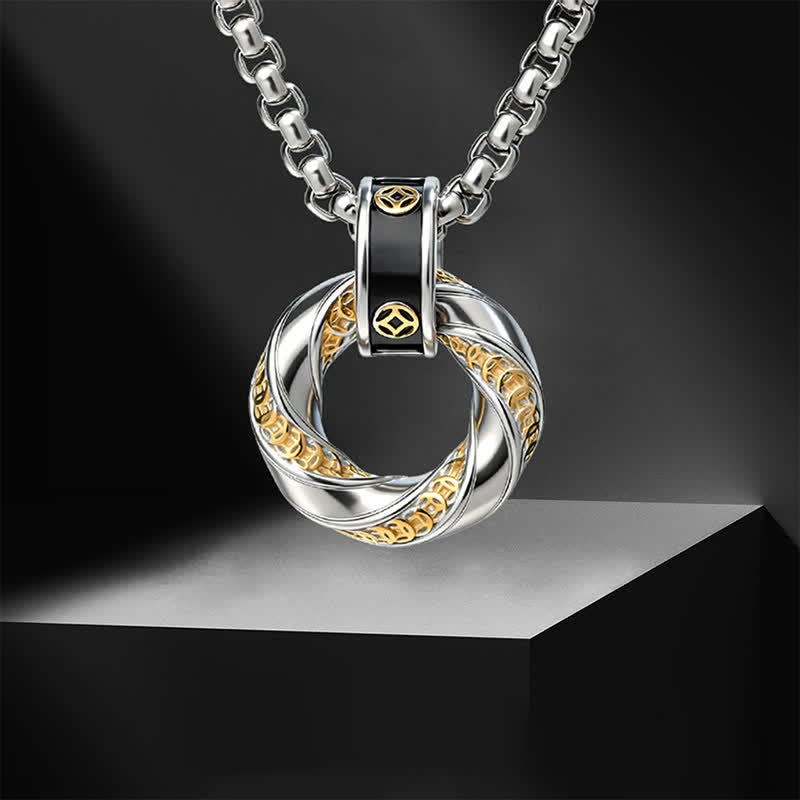 Buddha Stones Copper Chinese Coin Electroplated Wealth Necklace - image 3