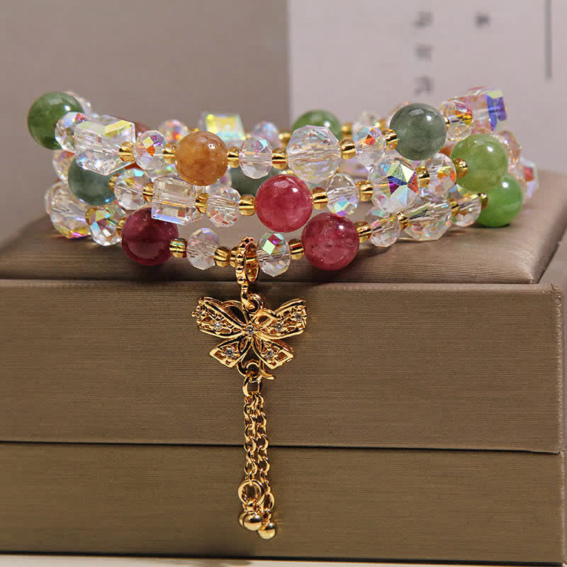 Buddha Stones Tourmaline Butterfly Pendant Transformation Three Layer Faceted Faceted Bracelet - image 2