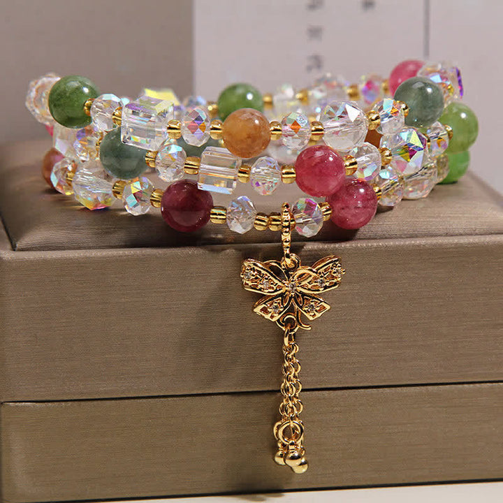 Buddha Stones Tourmaline Butterfly Pendant Transformation Three Layer Faceted Faceted Bracelet - image 3