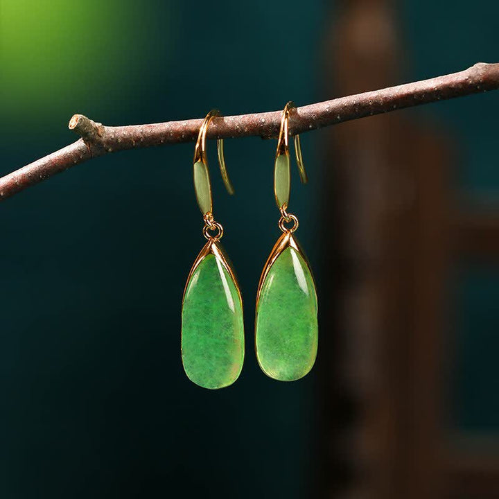 Buddha Stones Jade Teardrop Protection Vintage Gold Tone Earrings - Jade Teardrop Earrings - Copper(Harmonic Connection ♥ Grounding) - image 0