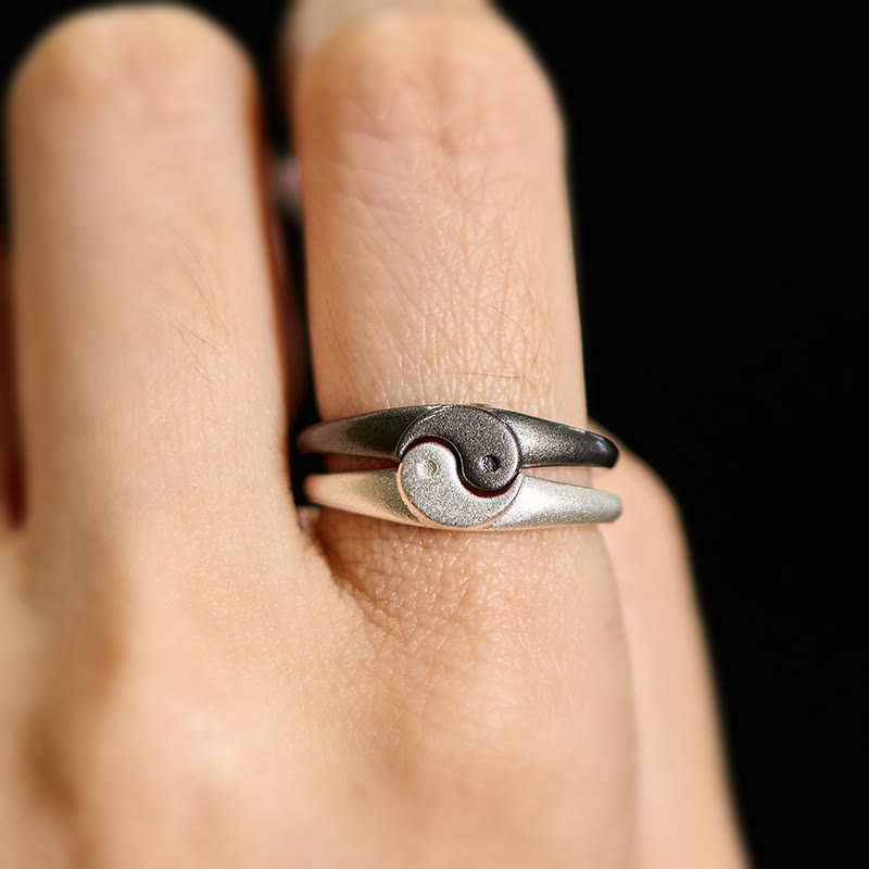 Buddha Stones Retro Yin Yang Textured Copper Harmony Adjustable Ring - image 10
