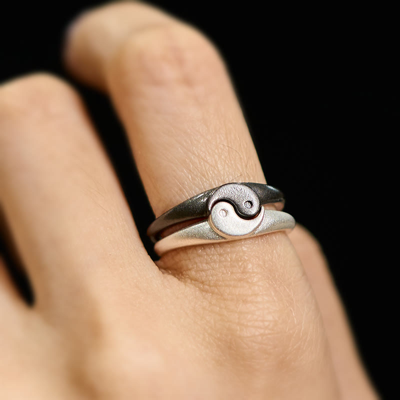 Buddha Stones Retro Yin Yang Textured Copper Harmony Adjustable Ring - image 11