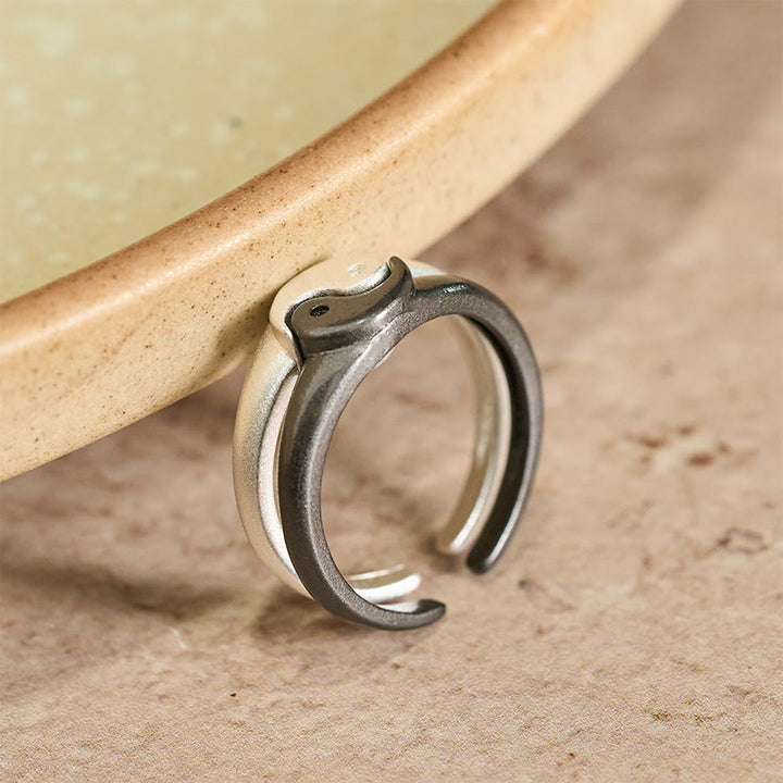 Buddha Stones Retro Yin Yang Textured Copper Harmony Adjustable Ring - image 3