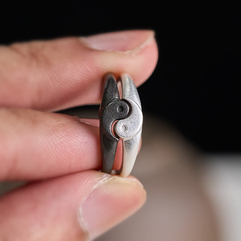 Buddha Stones Retro Yin Yang Textured Copper Harmony Adjustable Ring - image 9