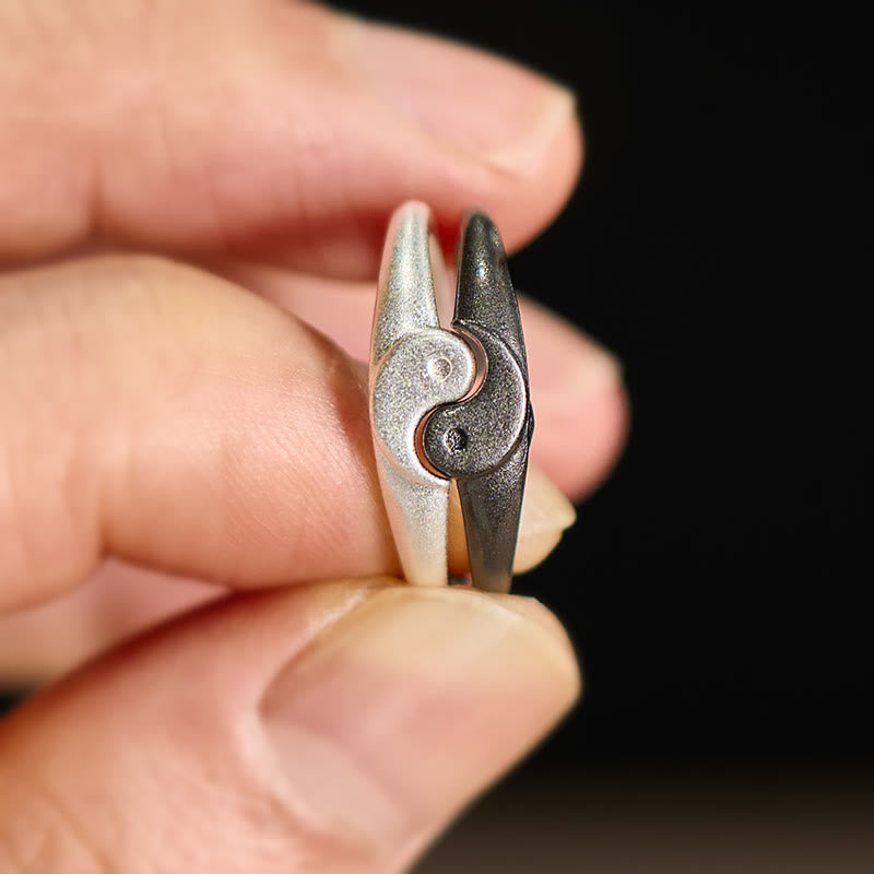 Buddha Stones Retro Yin Yang Textured Copper Harmony Adjustable Ring - image 8