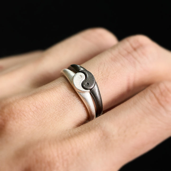 Buddha Stones Retro Yin Yang Textured Copper Harmony Adjustable Ring - image 12