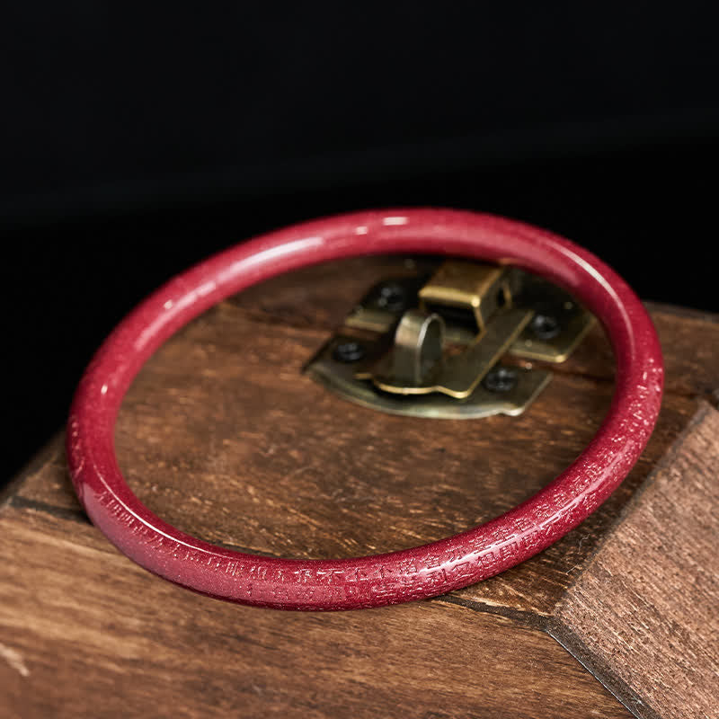 Buddha Stones Cinnabar Plain Heart Sutra Calm Bracelet Bangle - image 10