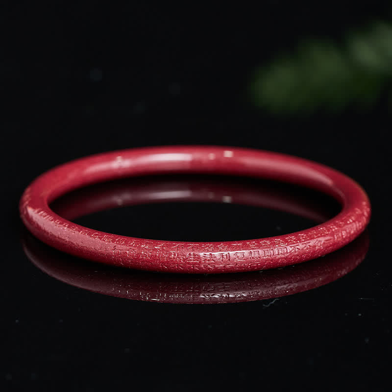 Buddha Stones Cinnabar Plain Heart Sutra Calm Bracelet Bangle - image 8