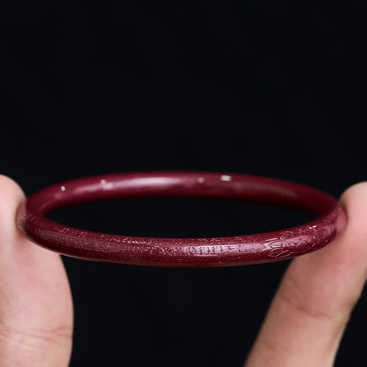 Buddha Stones Cinnabar Plain Heart Sutra Calm Bracelet Bangle - image 11