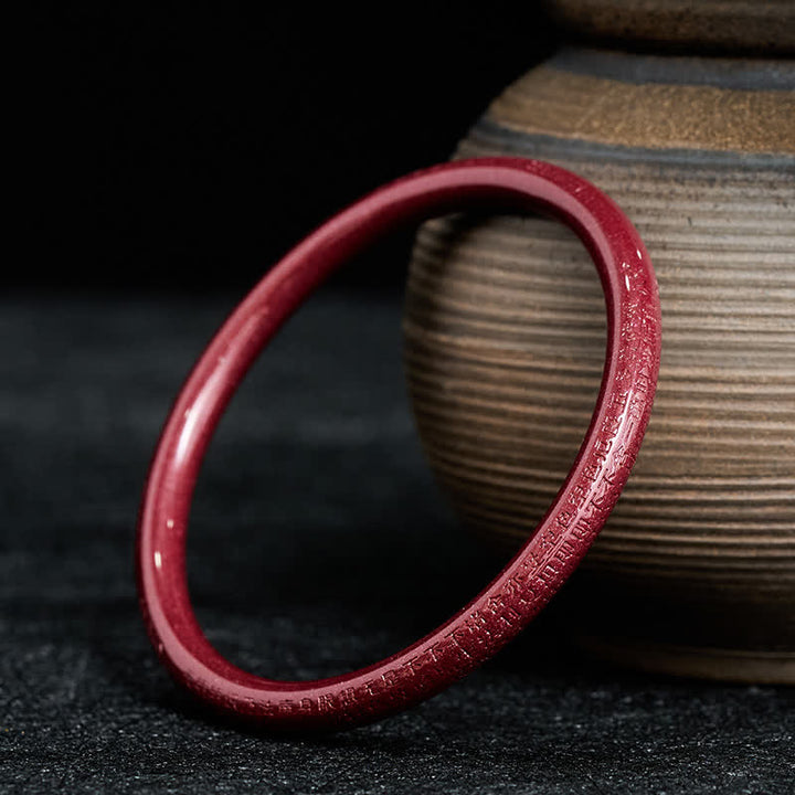 Buddha Stones Cinnabar Plain Heart Sutra Calm Bracelet Bangle - Heart Sutra - 58–60 mm - image 7