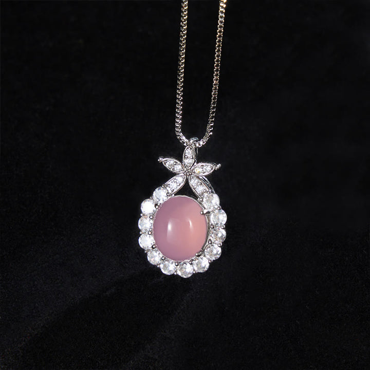 Buddha Stones Natural Green Chalcedony Pink Chalcedony Flower Courage Necklace - Pink Chalcedony(Forgiveness♥Optimism) - image 5