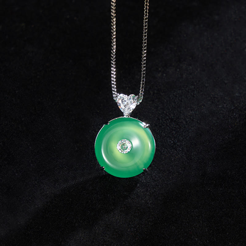 Buddha Stones Natural Green Chalcedony Peace Buckle Strength Necklace - Green Chalcedony(Strength♥Courage) - image 0