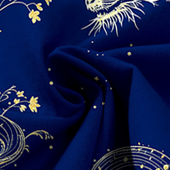 Buddha Stones Cotton Linen Dragon Wave Pattern Women's Elastic Waist Wide Leg Pants With Pockets - image 11