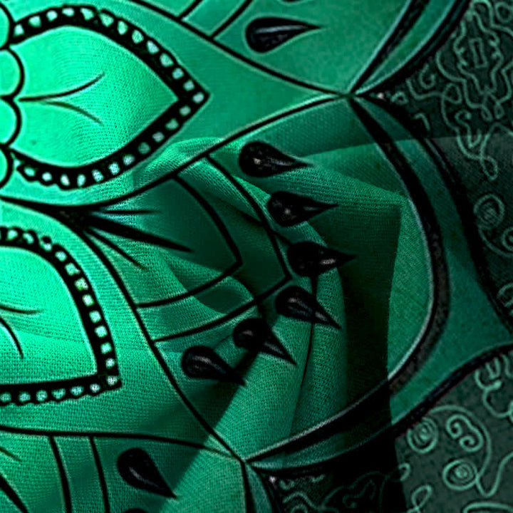 Buddha Stones Cotton Linen Mandala Pattern Women's Elastic Waist Wide Leg Pants With Pockets - image 4