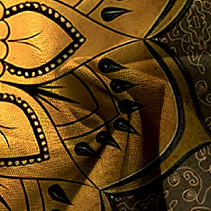 Buddha Stones Cotton Linen Mandala Pattern Women's Elastic Waist Wide Leg Pants With Pockets - image 14