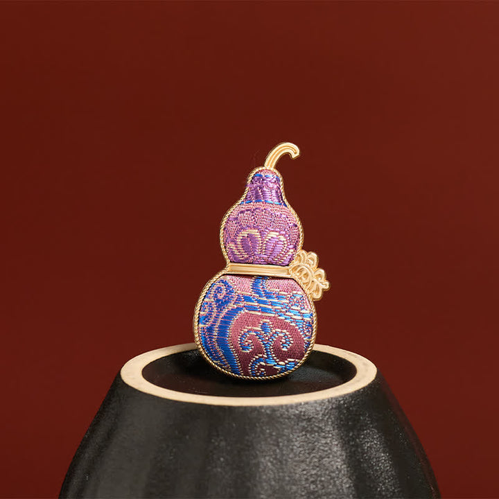 Buddha Stones Song Brocade Handcrafted Gourd-Shaped Floral Harmony New Chinese Brooch - image 4