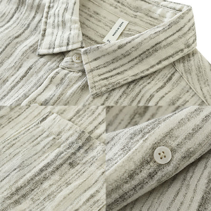 Buddha Stones Summer Casual Minimalist Button-Up Striped Men's Short Sleeve Shirts With Decorative Pocket - image 3