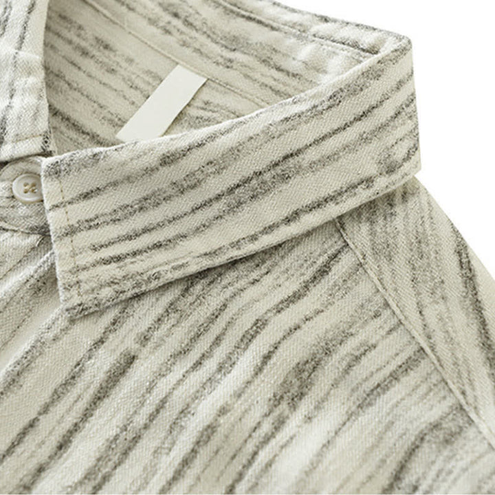 Buddha Stones Summer Casual Minimalist Button-Up Striped Men's Short Sleeve Shirts With Decorative Pocket - image 5