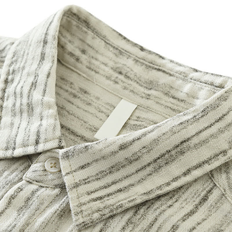 Buddha Stones Summer Casual Minimalist Button-Up Striped Men's Short Sleeve Shirts With Decorative Pocket - image 4