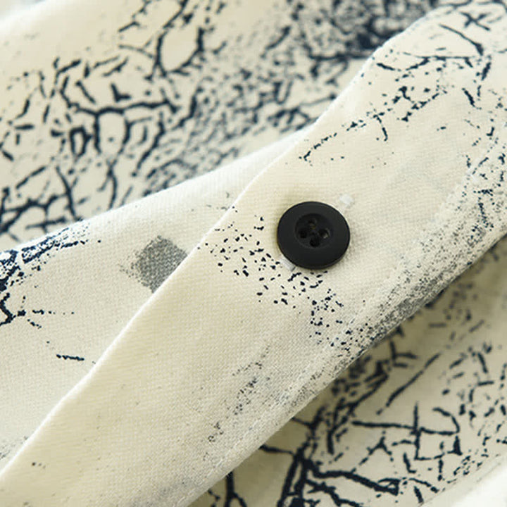 Buddha Stones Summer Casual Abstract Crack Pattern Button-Up Patch Pocket Men's Short Sleeve Shirts - image 7
